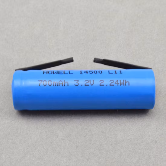 14500 LiFePO4 Battery Cell 3.2V 700mAh for Solar Lighting